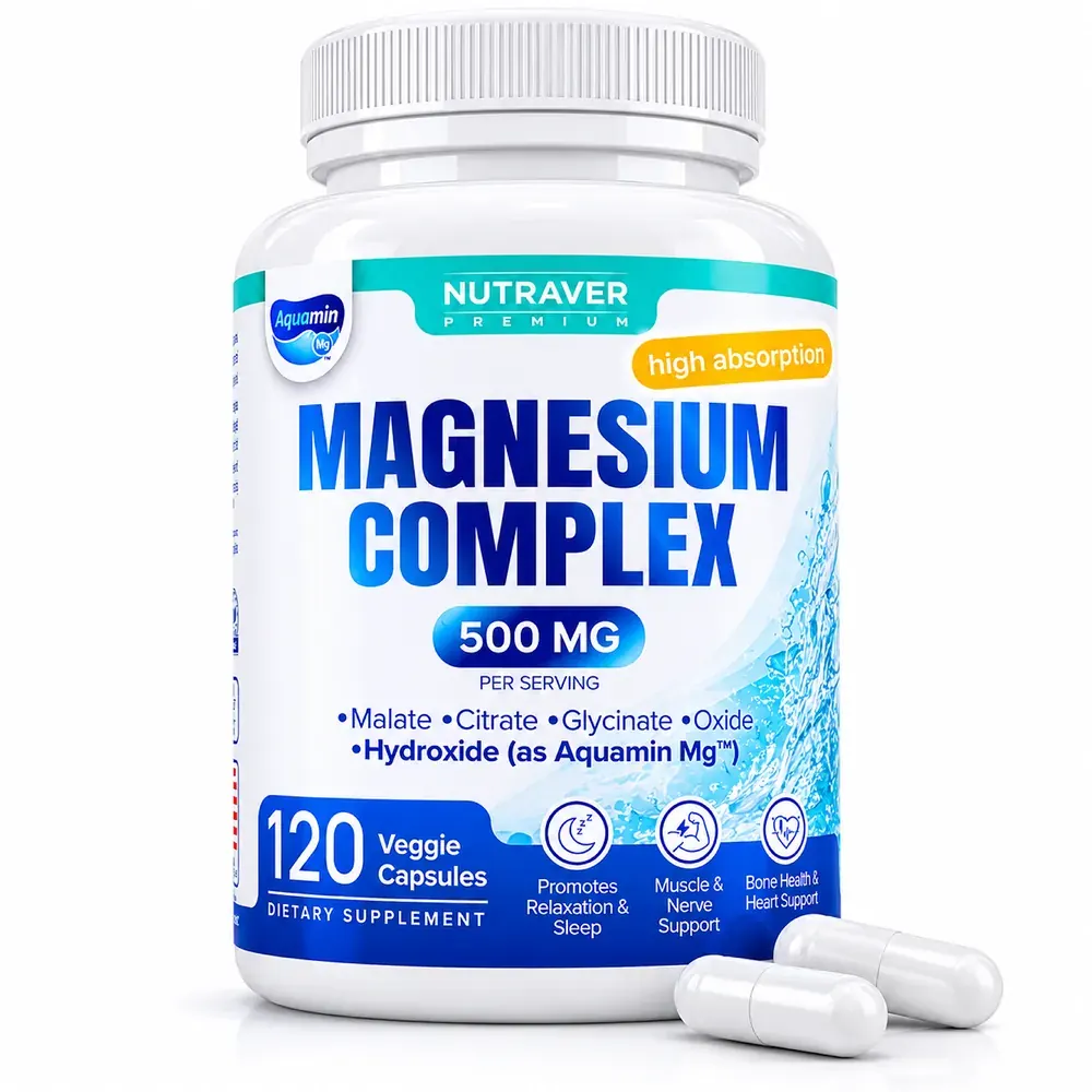 NUTRAVER Magnesium Complex 500 mg — bottle with 120 veggie capsules